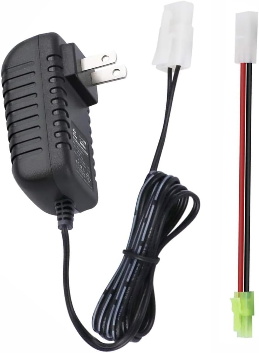 RC Battery Charger for 9.6V 8.4V 7.2V NiMH/NiCd Battery Packs, Intelligent 500mA AC Plug Charger w/Standard Tamiya Connector for RC Hobbies