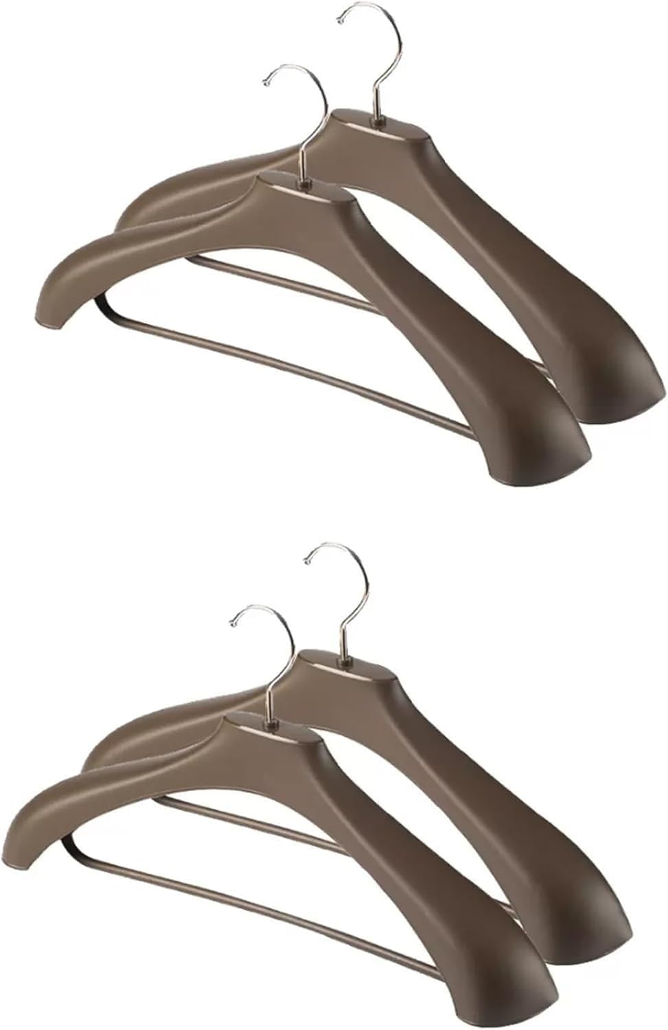 Coat Hangers, 4 Pcs Material Hanger Nonslip Hanger Extra Wide Shoulder Design Hanger Delicate Clothes Hanger for Suits Shirts Closet(Brown)