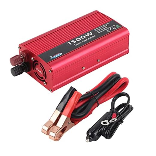1 500 W DC 12 V till AC 230 V högt pulver bilströmsomvandlare dubbel USB-laddningsadapter med USB-portar lång sladd cigarettkontaktkabel och batteriklämma kabel