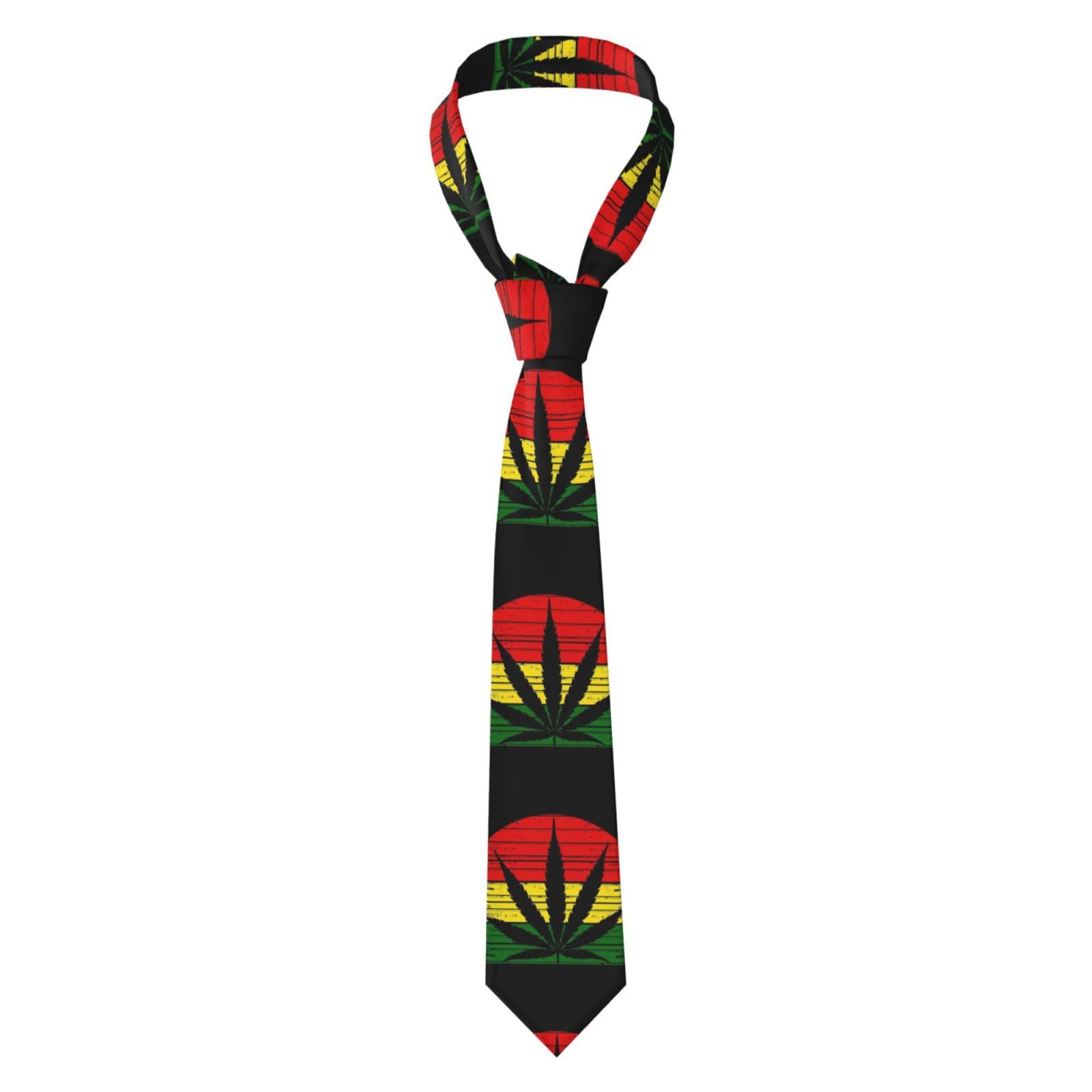 ZORIN Men Necktie Neck Tie 3d Rasta Leaf Red Yellow Green Men'S Business Suit Tie Formal 8cm Neckwear Costume Accessory For School Working Party Favor Wedding