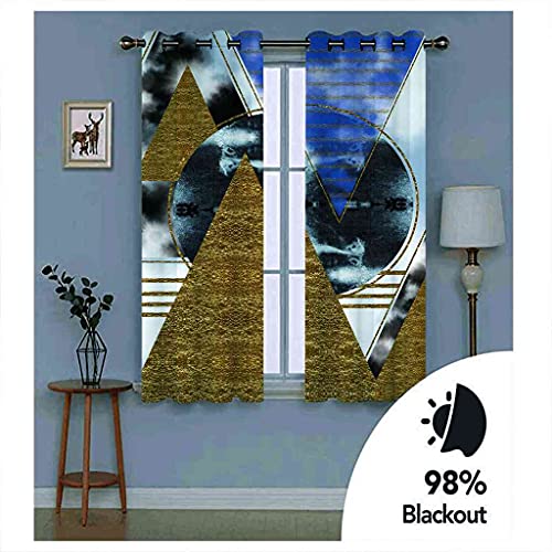 Rideau Occultant Pyramide Abstraite 3D Rideaux à Oeillets Chambre Isolant Phonique Salon