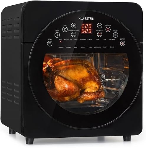 Klarstein AeroVital easy touch - Freidora de Aire, Airfryer 1700 W, Volumen XXL 14 L, 16 Programas, Carcasa Cool-Touch, Temporizador 60 min, Funcion Deshidratar 8 h, Negro