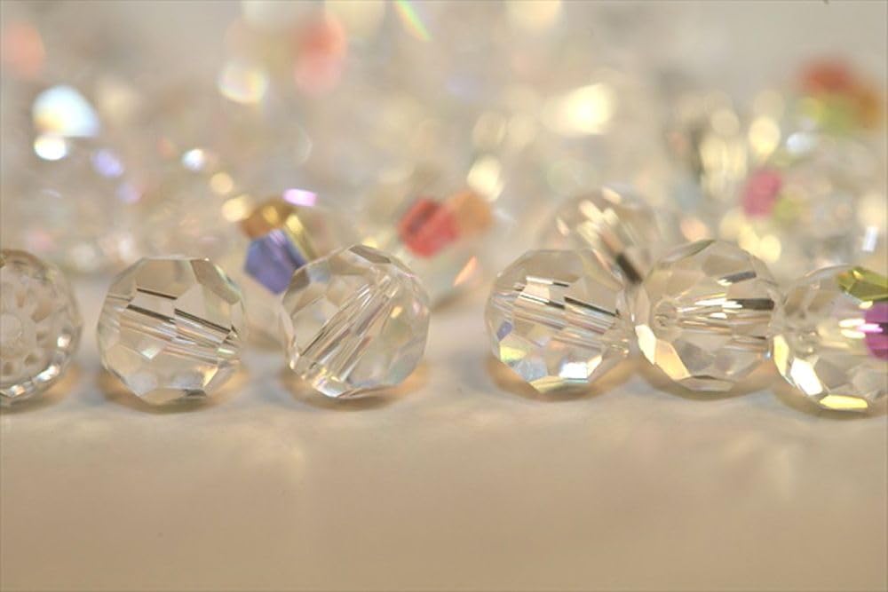 100pcs Adabele Austrian 10mm Faceted Round Crystal Beads Clear AB Compatible with Swarovski Crystals Preciosa