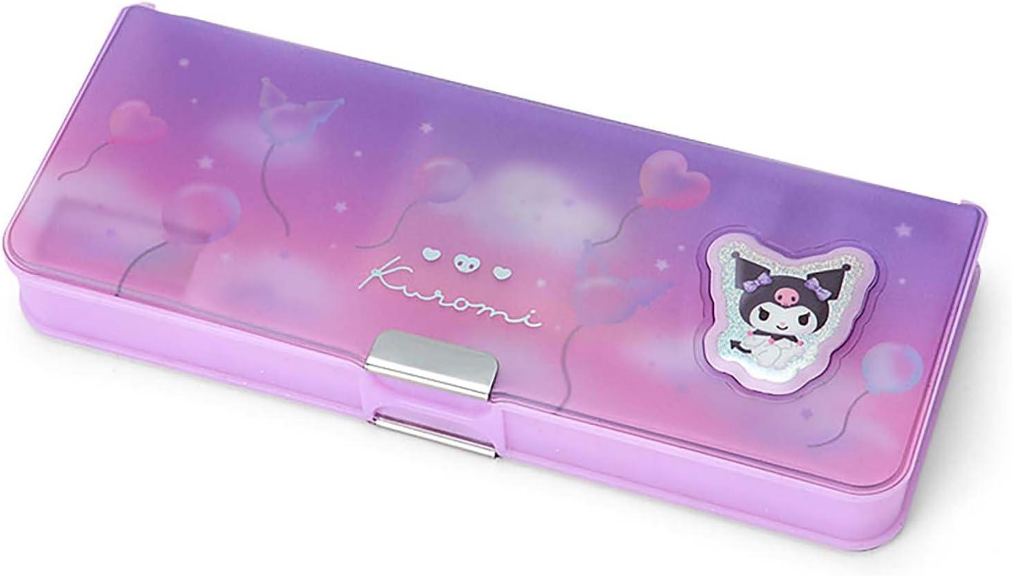 Sanrio 264989 Double-Sided Pencil Case, Chrome, Double-Sided Opening, 6 Pencil Holder, with Mini Sharpener Name Space