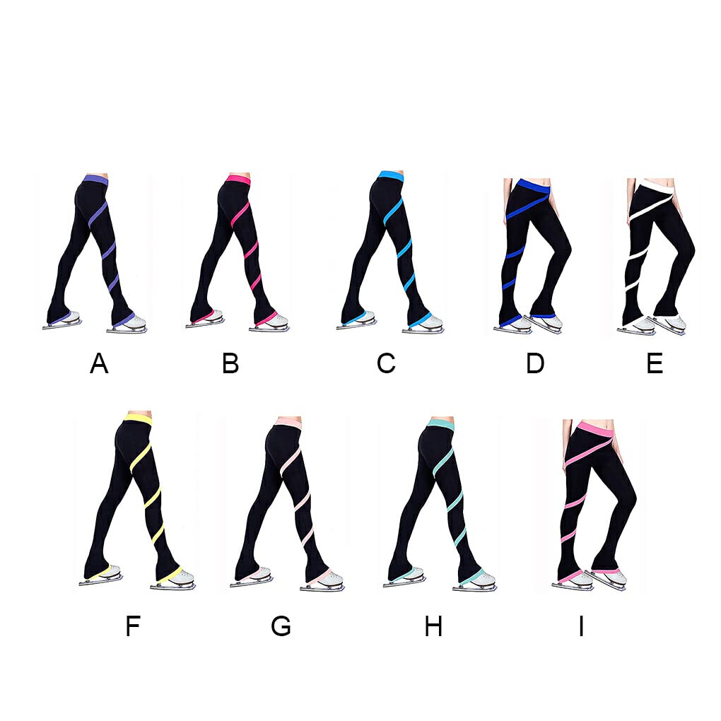 Pantaloni da pattinaggio su ghiaccio Pantaloni da pattinaggio in spandex Pantaloni da pattinaggio da ballo Leggings da allenamento di delicati sulla pelle da donna, Viola/XXL