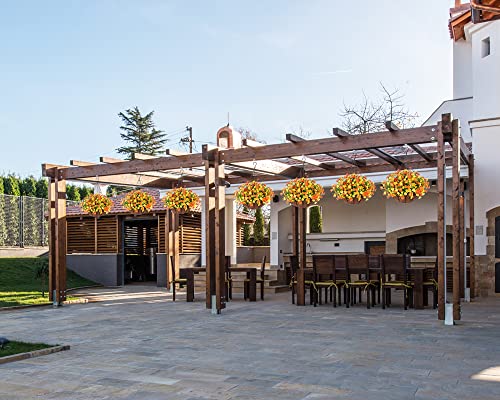 Ammyoo Artificial Hanging Flowers In Basket For Patio Garden Porch Deck Decoration, Artificial Daisy Arrangement,Fake Plants In 12 Inch Coconut Lining Basket For Outdoor/Indoor(Orange) #TOP2