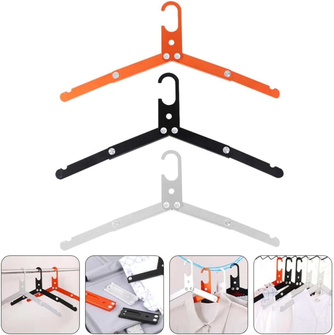 3pcs Foldable Coat Hangers, Stainless Steel and Alloy, Space Saving