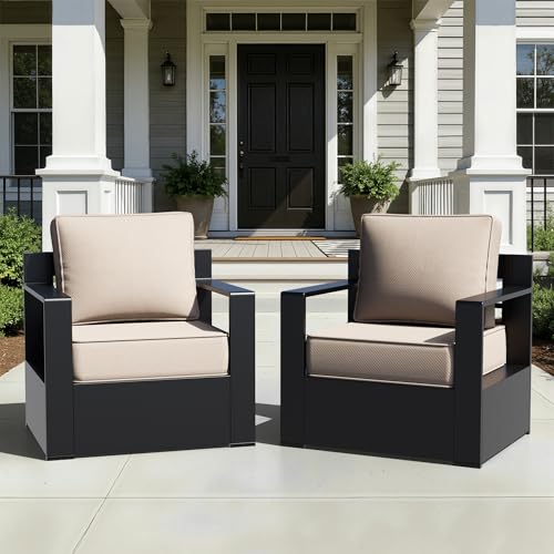 Qsoer Outdoor Aluminum Patio Chairs with 6' Removable Cushions