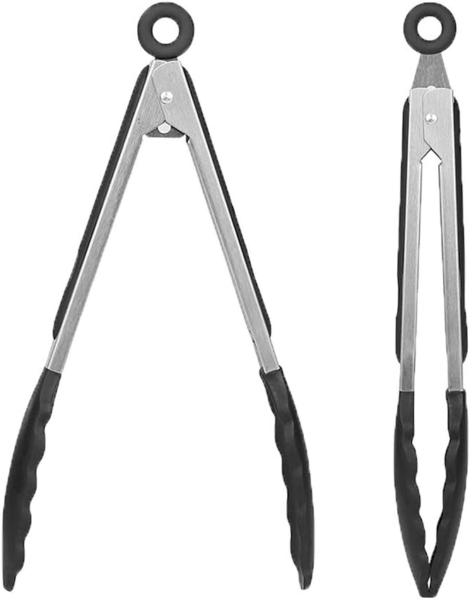 VIGANI Kitchen Tongs,Cooking Tongs, 3 Pcs Food Pliers Kitchen Pliers Heat Resistant Stainless Steel Silicone Barbecue Tongs
