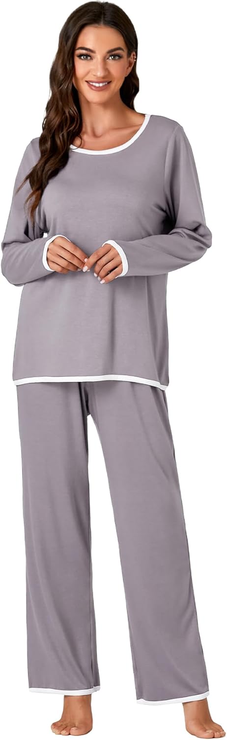 LYANER Women's Long SleeveLadies Soft Pjs Lounge Set Sleepwear Pajama Set