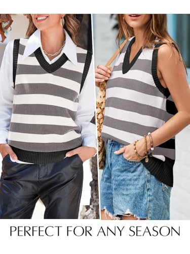 Image of EVALESS Sweater Vest Women V Neck Knit Sleeveless Tunic Tank Tops Casual Pullover Sweater Spring Trendy 2026 Outfits