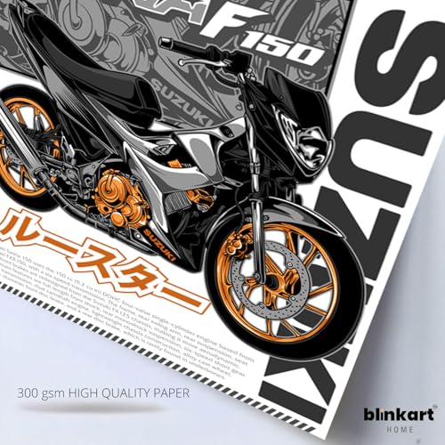 Image of BLINKART Suzuki Satria 150Car Posters Sticker Gift Items for Boys Room Wall Decor || Comes with Double-Sided Tape|| Decoration Bedroom Living Room Office Studio Decor | 12x18 In (A3) - CAR-252