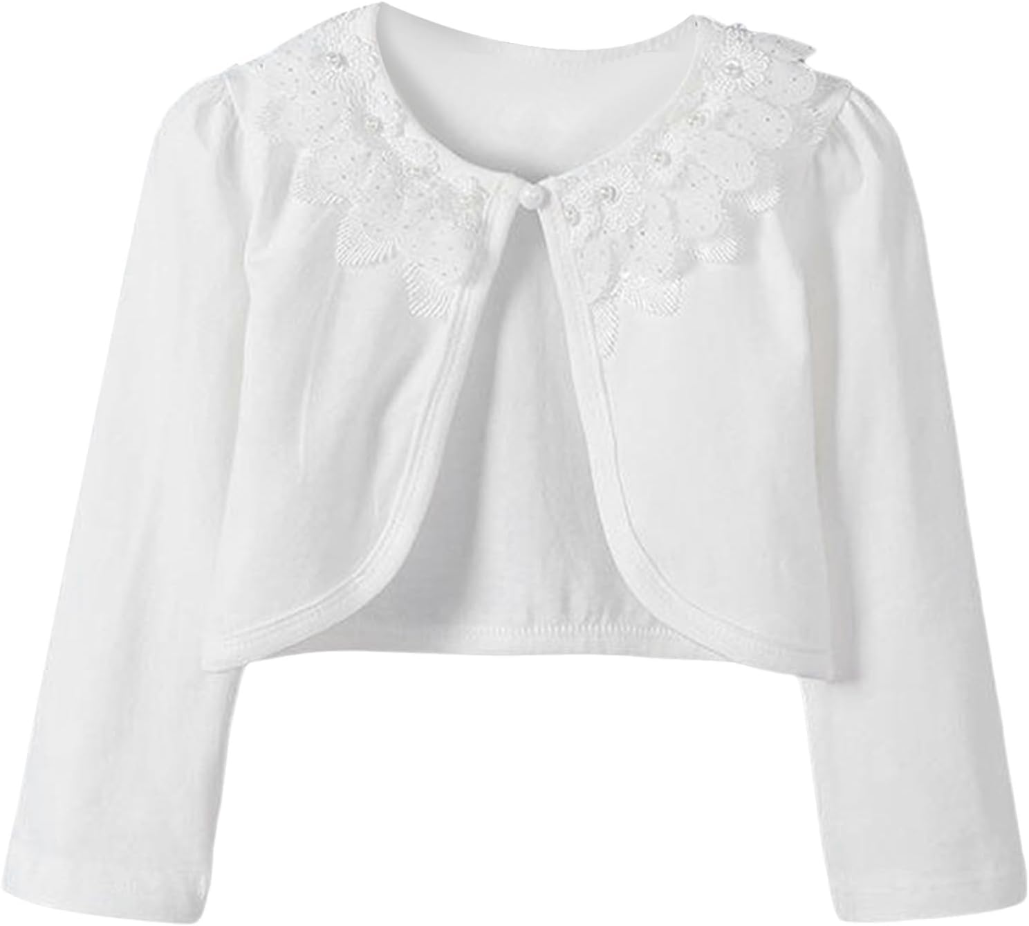 JEYPINMI Girl's Lace Shrug Cropped Long Sleeve Button Closure Bolero Cardigan Princess Short Dress Coat