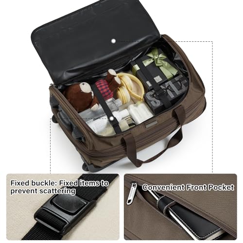 Hanke Expandable Carry On Luggage Suitcases with Wheels Foldable Duffle Bag for Travel Carry On suitcase Weekend Bag for Women Men（Coffee） by Hanke - Used condition - Image 4