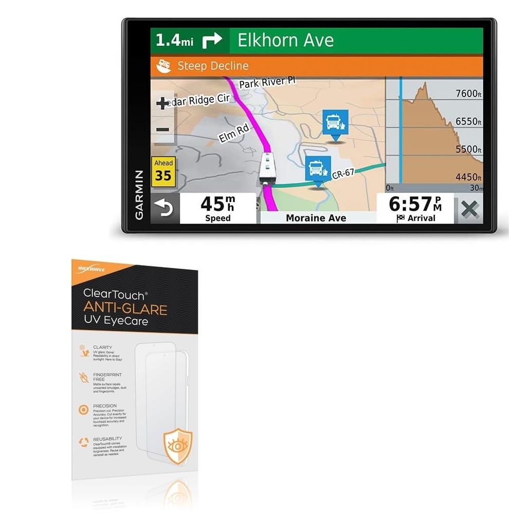 BoxWave Screen Protector Compatible With Garmin RV 780 - ClearTouch Anti-Glare Anti-UV EyeCare (2-Pack), Filters out Harmful Blue Light Reduce Fatigue