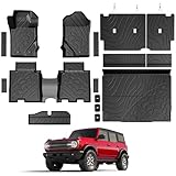 GALVAGNITE Floor Mats for Ford Bronco 2021-2026, All Weather Floor Mats Trunk Cargo Liner with Backrest Protectors and Door Sill Guards Accessories, Full Coverage Set (Fit 4 Door Models)