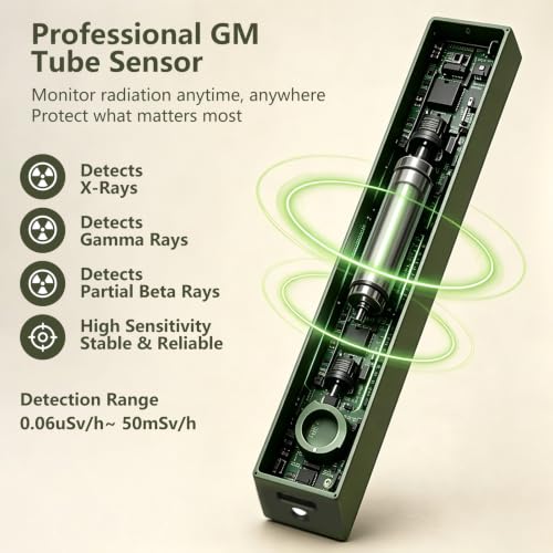 Professional Radiation Detector Geiger Counter Portable GM Tube X-Ray Gamma Beta Radiation Meter Real-Time Dosimeter with Vibration & Sound Alarm USB-C Rechargeable for Home Industrial Emergency Use — view 3
