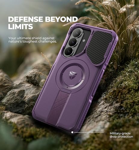 Image of Dexnor for Samsung Galaxy S26 Plus Case with Camera Cover & Adjustable Kickstand & Screen Protector, Compatible with MagSafe, Rugged Shockproof Bumper Cases Magnetic Protective Cover(2026),6.7 inch,Purple