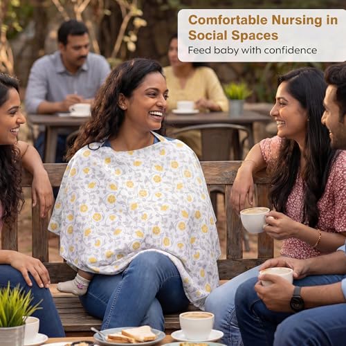 Image of A Baby Cherry - Nursing Cover, Nursing Covers for Feeding Mom, Feeding Cover Breastfeeding Mother, Feeding Cover for mom, Multi-Use, Breathable, 360 Full Privacy (Yellow)