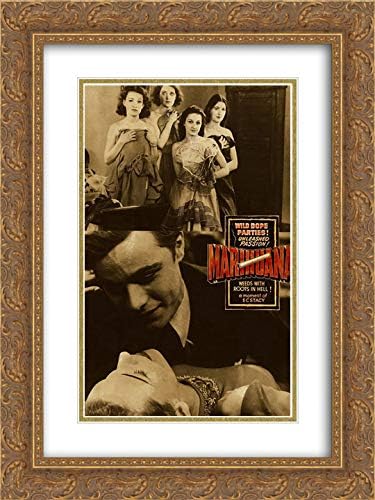 Vintage Vices 28x37 Gold Ornate Frame and Double Matted Museum Art Print Titled Vintage Vices Wild Dope Parties! Marihuana.