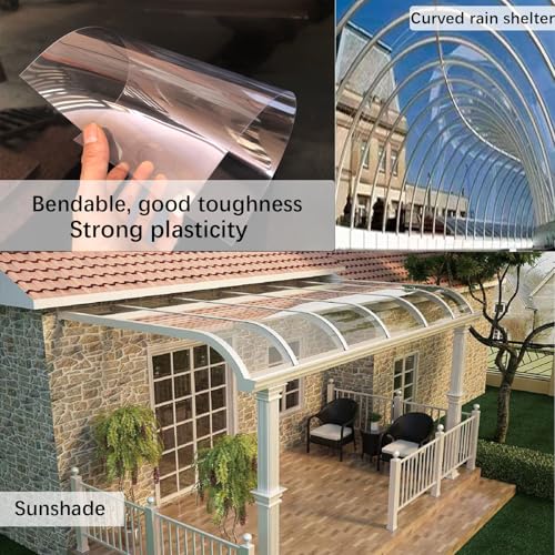 Outdoor Polycarbonate Roof Canopy, Clear Plastic Sheet,UV Protection Rain Outdoor Awning Covers,Clear Polycarbonate Sheet,Plastic Roof Panel,Roofing Canopies,Greenhouses Cladding,UV Protect