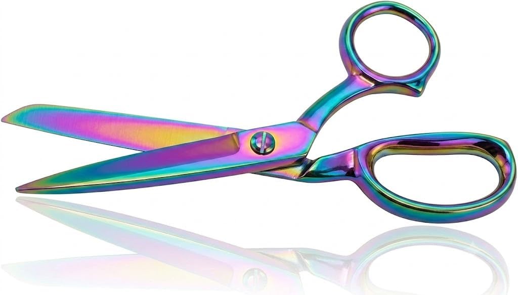 8" Dressmaker Sewing Classic Ultra Sharp Shears Heavy Duty Tailor Fabric Scissors in Titanium Coating Stainless Steel (8 Inch Rainbow)