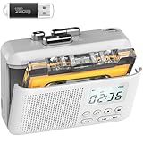 Gracioso Portable Cassette Player Recorder Converter,Cassette to MP3 via SD Card,Tape Player with 1000mah Rechargeable Battery,Built-in Microphone&Speaker,Headphone Jack,16GB SD Card