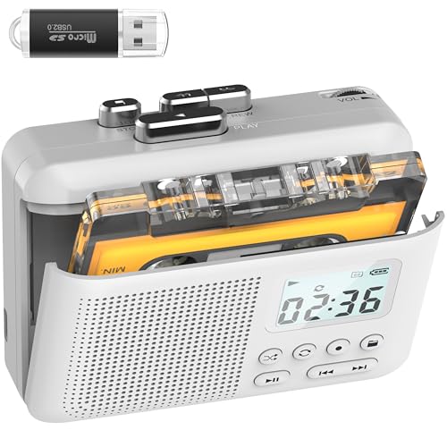 Gracioso Portable Cassette Player Recorder Converter,Cassette to MP3 via SD Card,Tape Player with 1000mah Rechargeable Battery,Built-in...