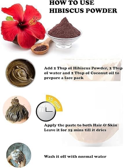 Miniatura 3 de Hibiscus Flower Powder, For Face  Pure & Natural-Ideal for Hair Mask and Face Pack- 100 Grm