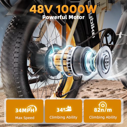Image of 1000W Folding Electric Bike,48V 20AH Removable Battery E Bike,80 Miles Max Range Electric Bike for Adults,20 inch Fat Tire Foldable ebike,Adult Electric Bicycle for Commute Beach Snow