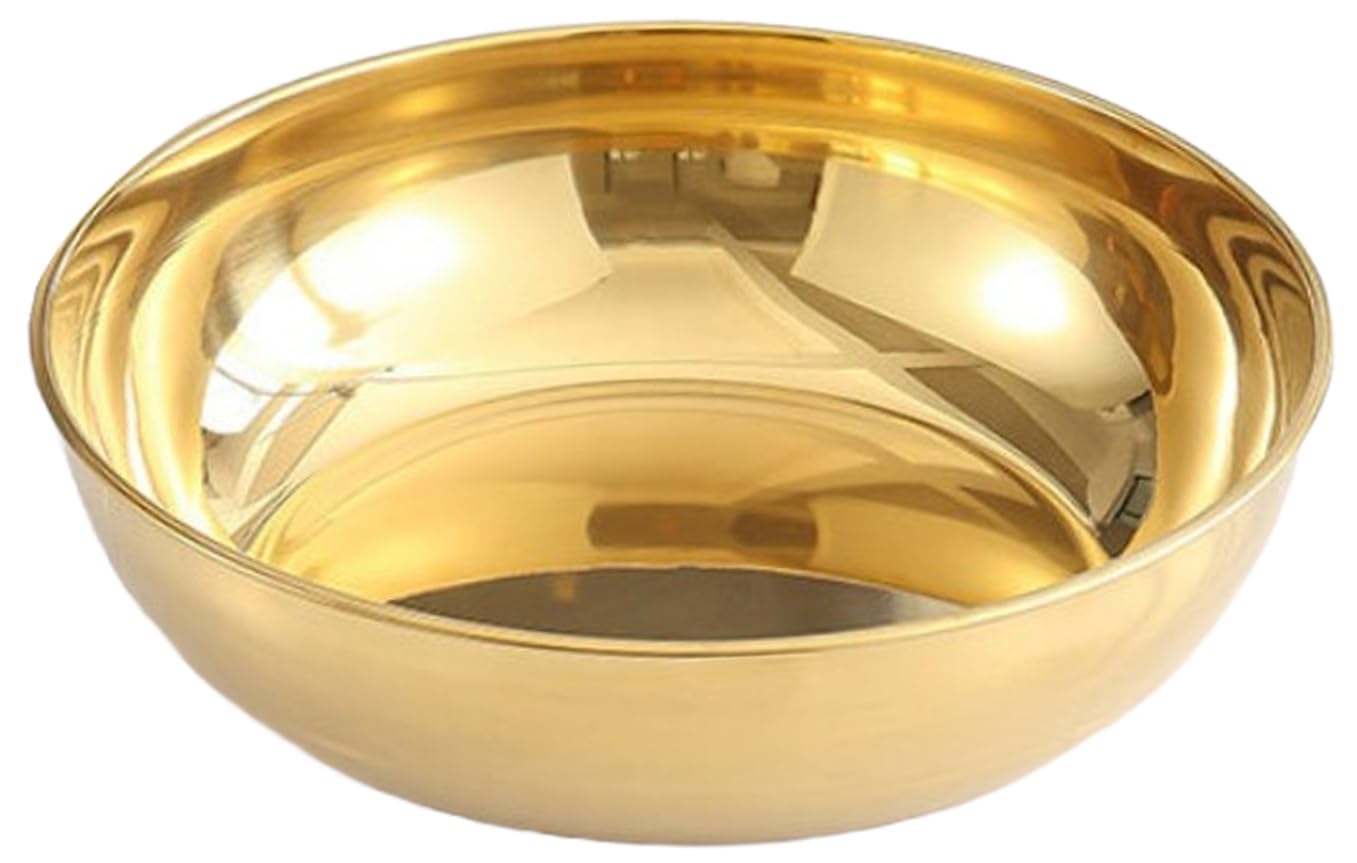 Stainless Steel Kitchen Mixing Bowls 32cm, Lightweight, Easy to Use & Clean, Multipurpose Serving Mixing Bowl for Fruit, Vegetable, Salad, Mixing-Bowls for Baking, Cooking, Salad & Food Prep Gold