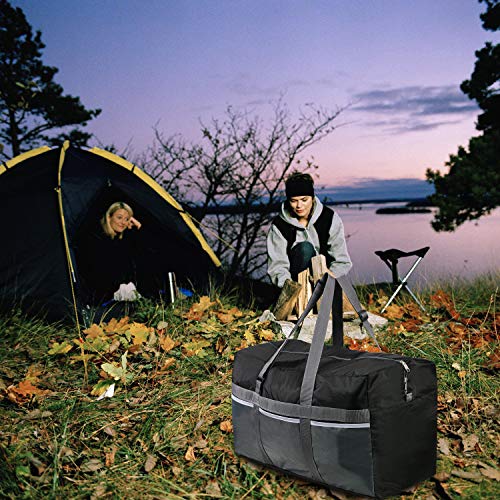 Domaker 75L Duffle Bag,Extra Large Duffle Bag,Water Repellency Travel Foldable Duffle Bag for Men Women Adults,Black
