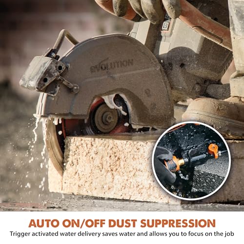 Image of Evolution R10DCT-Li Cordless 10 inch Concrete Saw | Includes 2x 5Ah Batteries, Dual-Port Charger & EVOMAX Diamond Blade | 4 inch Cut Depth | Auto Water Dust Suppression | 40V Brushless | Heavy-Duty Cutting
