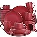vancasso Serie MODA 32 Piezas Vajillas de Cerámica, Juego de Vajillas Completas para 8 Personas con 8 Platos Llano, 8 Platos de Postre, 8 Cuencos y 8 Tazas, Mate Rojo