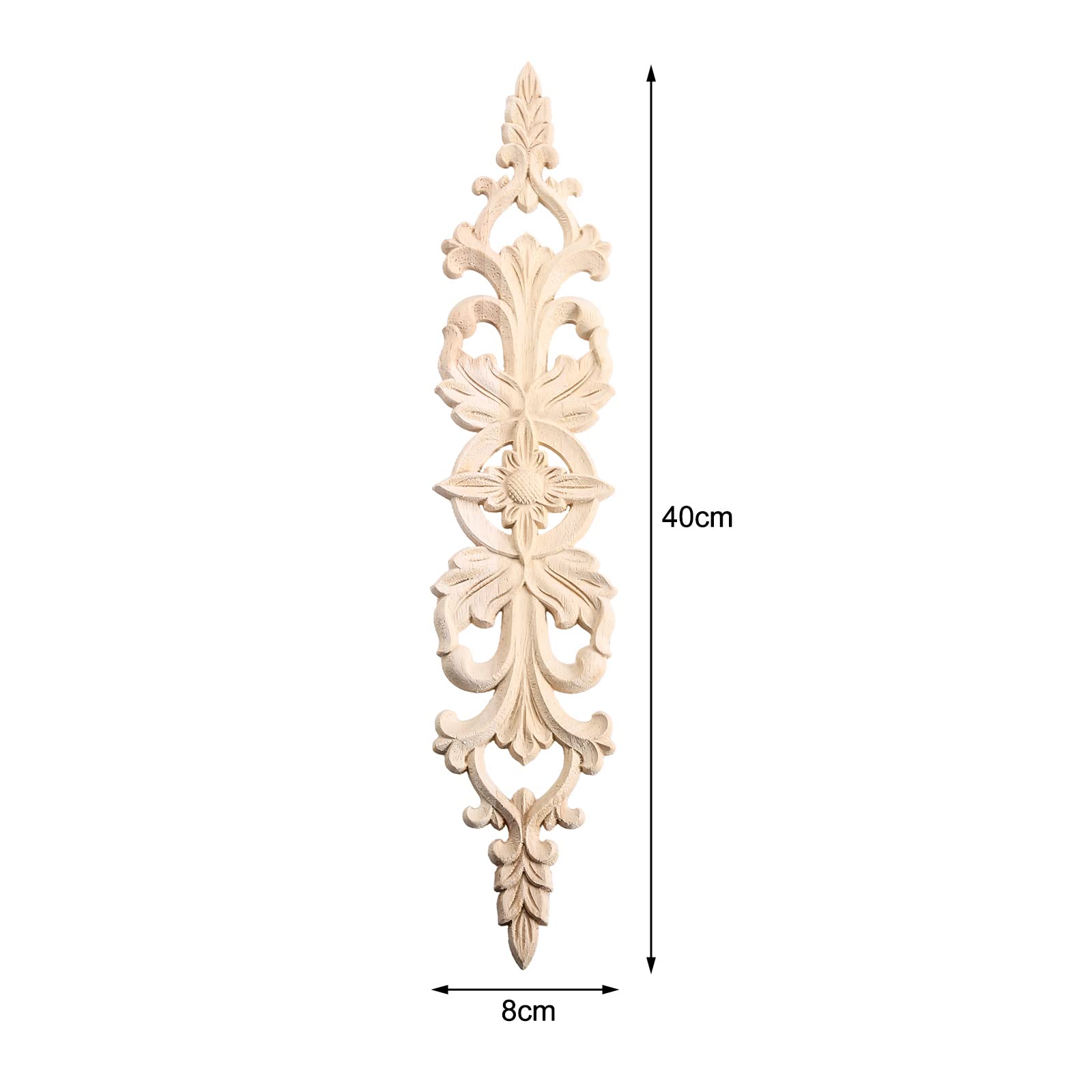 MUXSAM 2Pcs Long Wood-Carved Onlays Appliques for Furniture, Unpainted Wooden Carving Decals for Wall Cupboard Mirror Mantel Door Bed Cabinet Ceiling Dresser Refurbish Project(40x8cm/15.75"x3.15")