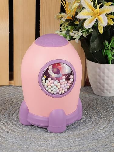Image of Money Saving Bank with Coin Slot / /Creative Cartoon Design Money Bank / /Plastic Piggy Bank for Boys & Girls (Pack of 1) (Rocket - Pink)