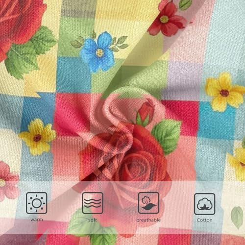 Kids Underwear Girls, Colored Squares Floral Toddler Girl Briefs, Cotton Girls Underwear, 2T–8 Years3