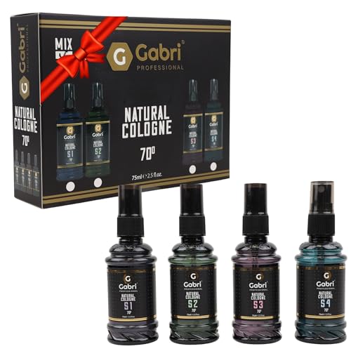 Gabri Professional Aftershave Cologne Gift Set for Men – 4x75ml Natural Cologne Mix, Eau de Cologne Spray, Long-Lasting Fragrance for Barbers, Travel, and Daily Use