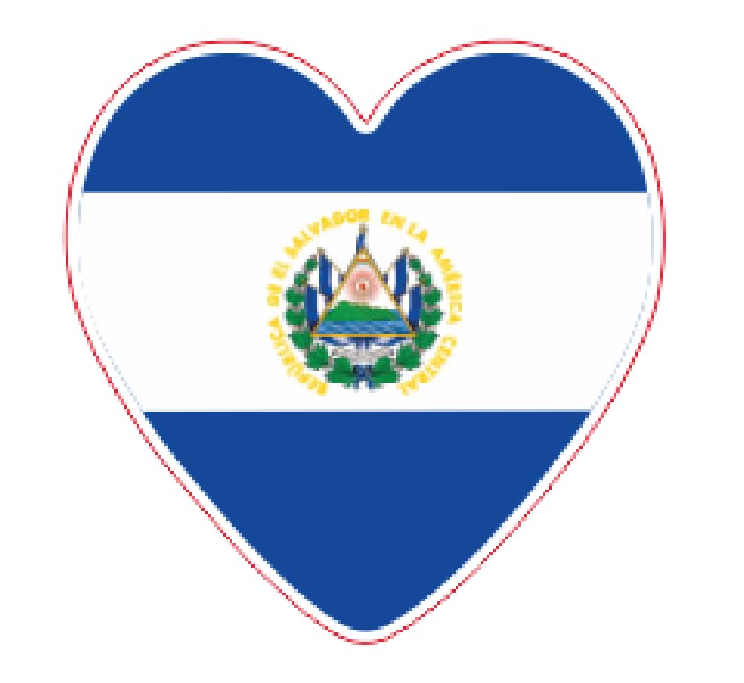 Image of Set of 5 National Flag Themed Sticker Decal of Flag, Country Map, Circular Shape, Heart Shape and with USA Flag for Car, Phone, Laptop, Mug, Bottle, Textbooks (El Salvador)