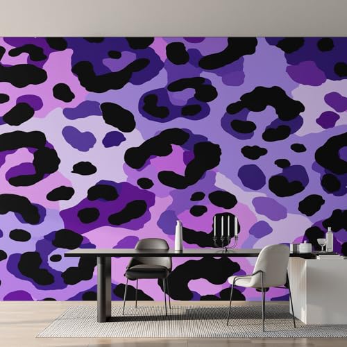 Papier peint panoramique léopard violet pour masquer les défauts des murs - 3