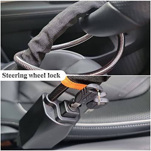 Car Steering Wheel Lock, Universal Anti-Theft Device With 3 Keys Security Antitheft Locking, Max 28 Inch Length Fit Most Vehicle, Suv, Golf Cart Security (Black) #TOP6