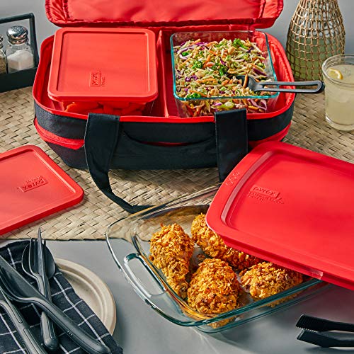 Pyrex Portables Glass Food Bakeware and Storage Containers (9-Piece Set, Insulated Carrier, BPA Free Lids) - Thumbnail 6