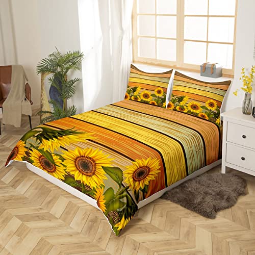 Housse de couette texture en bois et fleurs pour une chambre style chalet nature - 3