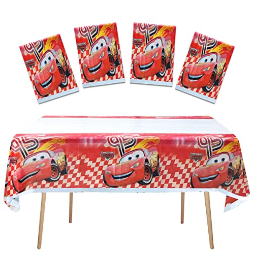 4Pcs Cartoon Cars Theme Tablecloth, Cute Cars Table Cover Disposable Plastic Birthday Decorations For Racing Car Party Tablecloths Supplies #TOP2