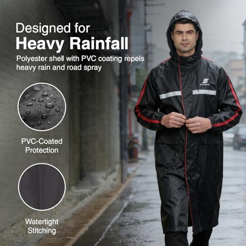 Image of Amazon Brand - Symactive Polyester Water Resistant Long Rain Coat