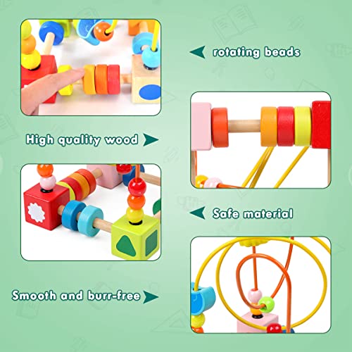Aomola Bead Maze Baby Wooden Toys,Colorful Roller Coaster Montessori Toys For Toddlers, Montessori Toys For 1 2 3 Year Old #TOP2