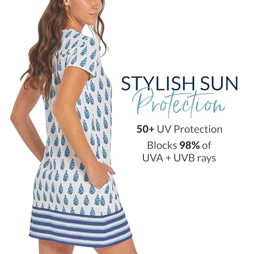 Image of Cabana Life Women's Short Sleeve Shift Dress, UPF 50+, Sun Protective Cover-Up, Nylon /Spandex