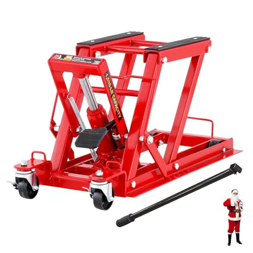 Image of BIG RED 1500 lb Hydraulic Motorcycle Lift Jack: Powersports Lift Jack Stand Table for ATV, Dirt Bike, UTV and Snowmobile
