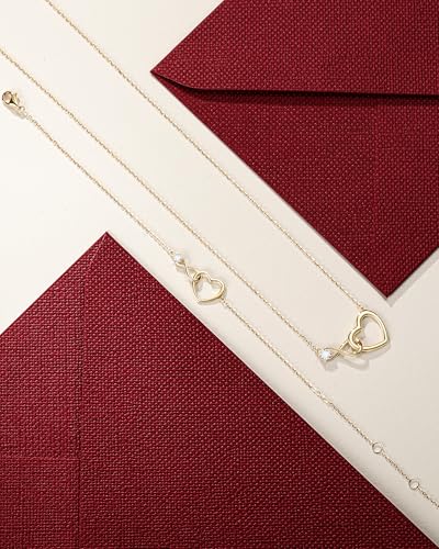 FANCIME 14K Real Solid Gold Infinity Love Heart Jewelry with Moissanite Necklace Bracelet Birthday Gifts for Women Girls Mom Daughter Her3