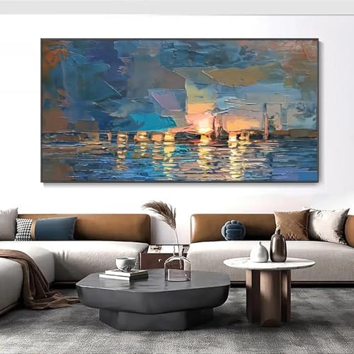 Affiches paysage marin bleu poissons vagues colorées sans cadre 40x80